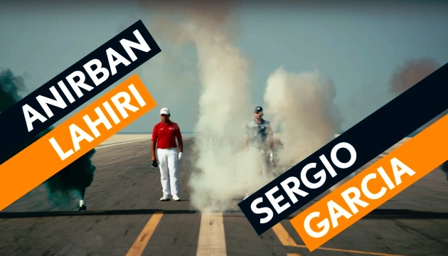 Sergio Garcia và Anirban Lahiri thử tài phát bóng 600m ở Skydive Dubai