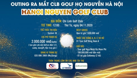 Giải ra mắt CLB Golf Họ Nguyễn Hà Nội rời lịch về cuối tháng 11