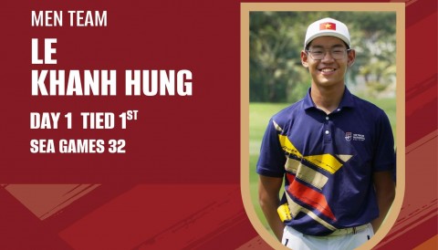 Lê Khánh Hưng đồng dẫn đầu, tuyển nam lên 'top seed' golf đơn Nam SEA Games 32
