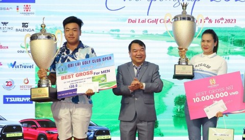 Nguyễn Đặng Minh và Nguyễn Tuyết Chinh 'nắm tay' nhau vô địch Đại Lải Golf Club Open Championship 2023