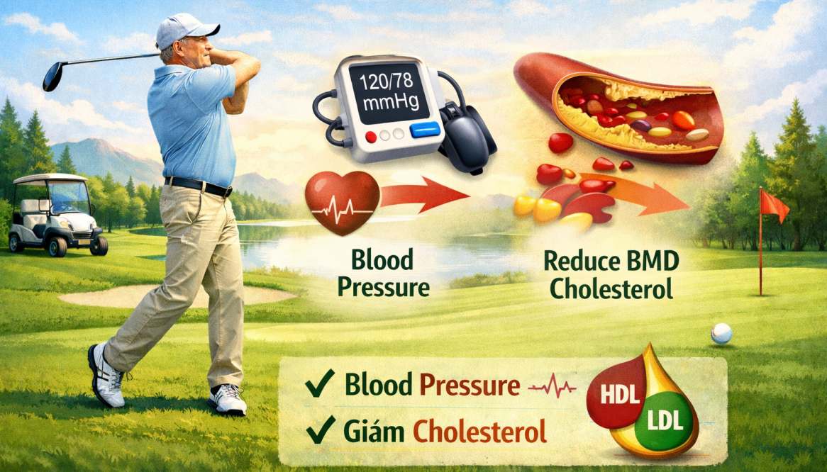 Chơi golf điều độ và tác động sinh lý học lên huyết áp, mỡ máu
