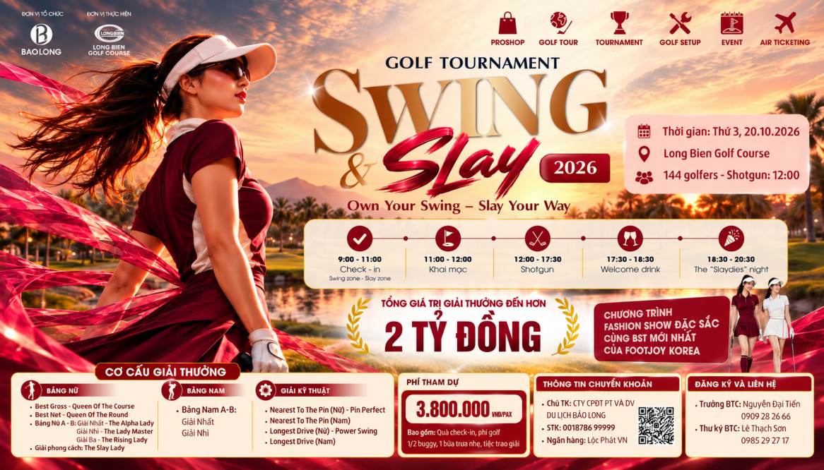 Bảo Long Swing & Slay 2026: Nhiều quà thưởng đặc biệt dành cho nữ hoàng sân golf