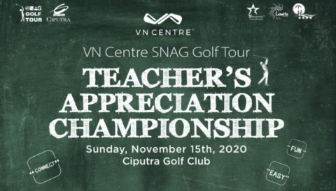 Khăn quàng đỏ, mực tím, giấy kẻ ô ly xuất hiện tại giải SNAG Golf Tour - Teacher's Appreciation Championship